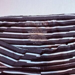 Marika Tek Womens Size M Athletic Workout Short Black Gray White Striped Spandex
